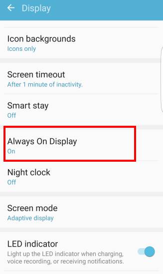 turn on Always on display (AOD) for Galaxy S7 S View cover