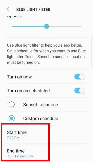 use Galaxy S7 blue light filter in Galaxy S7 and Galaxy S7 edge Android Nougat update?