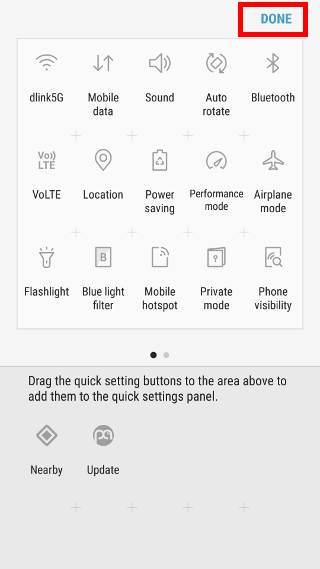 customize Galaxy S7 quick setting buttons after Android Nougat update
