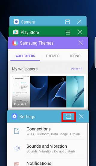 Galaxy S7 multi window pop-up view gesture and split screen view action