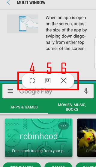 use Galaxy S7 multi window split screen view action and split screen view
