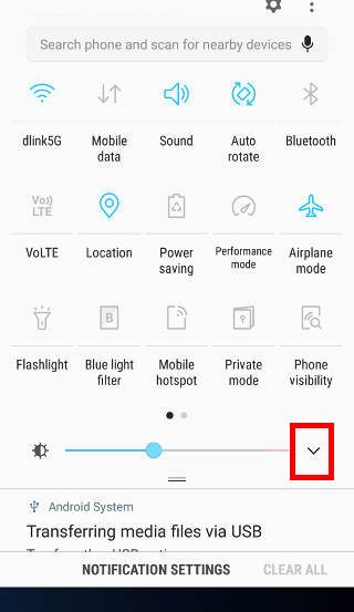 How to show brightness control above notification panel in Android Nougat update for Galaxy S7 and Galaxy S7 edge
