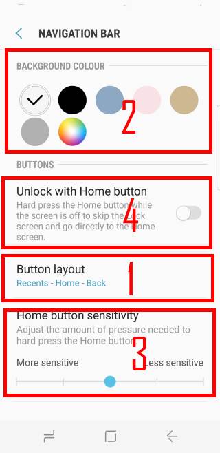 customize Galaxy S8 navigation buttons and navigation bar