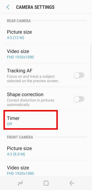 use Galaxy S8 camera timer in Galaxy S8 and S8+