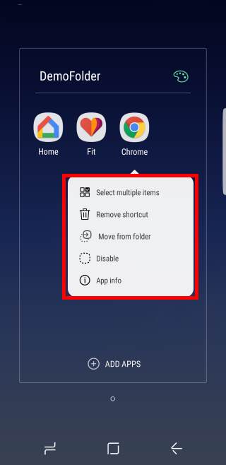 use app folders in Galaxy S8 Home screen