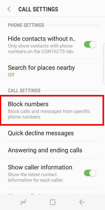Use Android Nougat call blocking feature to block spammers and unwanted calls in Galaxy S8 and S8+
