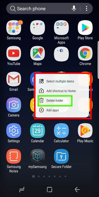 manage app folders in Galaxy S8 apps screen