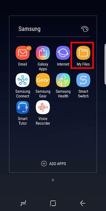 manage app folders in Galaxy S8 apps screen