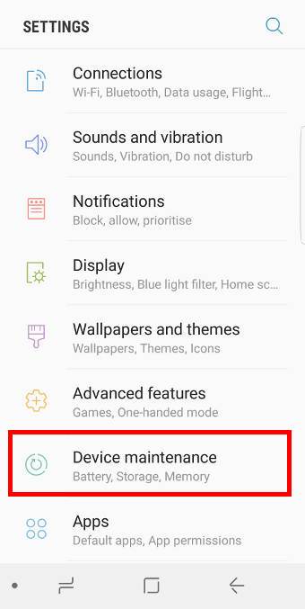 access device maintenance in Galaxy S8 and Galaxy S8+