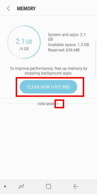  use device maintenance to clean up memory in Galaxy S8 and S8+
