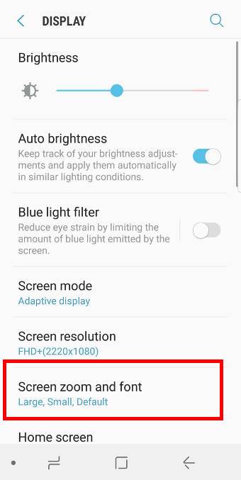 use Galaxy S8 screen zoom in Galaxy S8 and Galaxy S8+