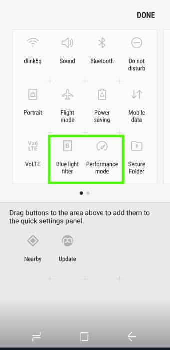  relocate quick setting buttons in Galaxy S8 and S8+?