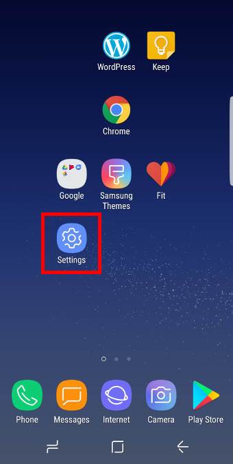 access Galaxy S8 settings in Galaxy S8 and S8+