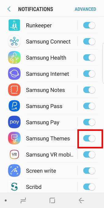 galaxy S8 themes: eliminate the annoying Samsung themes notification in Galaxy S8 and S8+