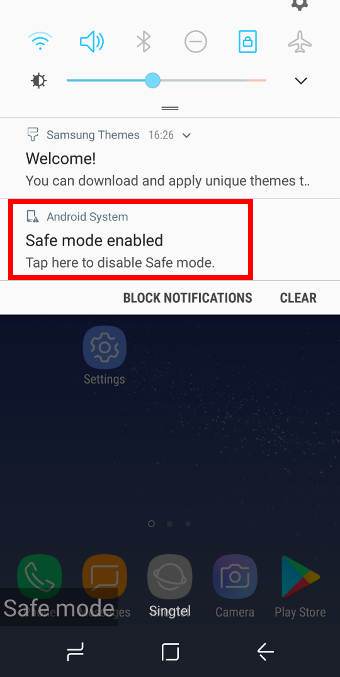 exit Galaxy S8 safe mode