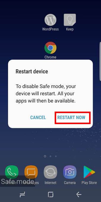 exit Galaxy S8 safe mode