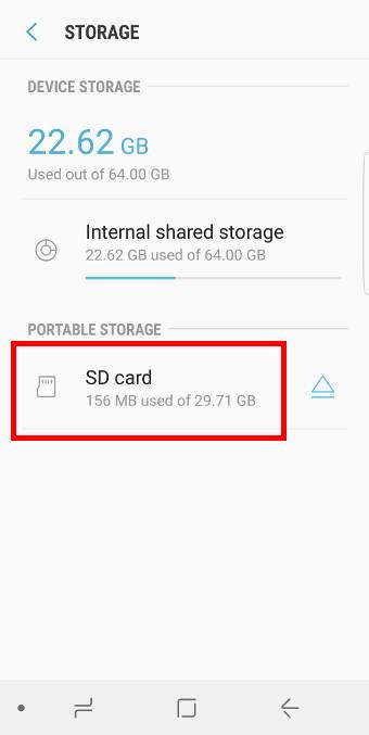 check and manage SD card in Galaxy S8 and S8+