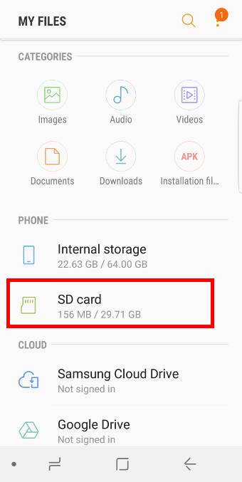 use and manage files in SD card in Galaxy S8 and S8+