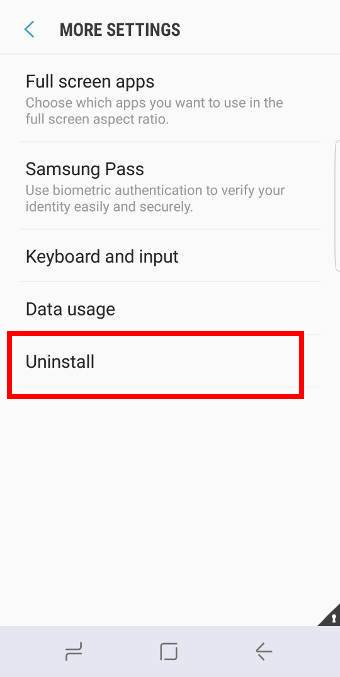 reset and uninstall Galaxy S8 secure folder