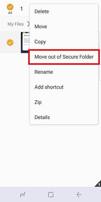 add files to Galaxy S8 secure folder