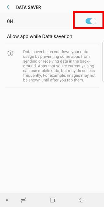 Data Saver status icon in Android Oreo update for Galaxy S8 and S8+