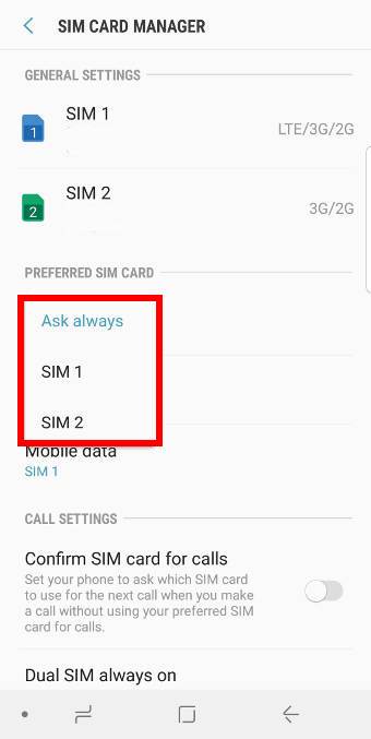 No Preferred SIM card status icon in Android Oreo update for Galaxy S8 and S8+