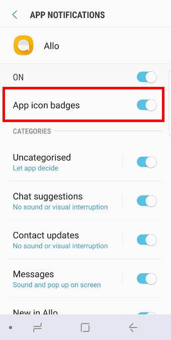 manage and customize notification number badge in Galaxy S8 Android Oreo update