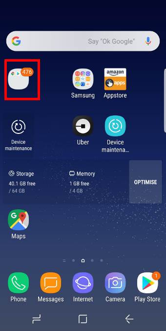 use notification number badge in Galaxy S8 Android Oreo update