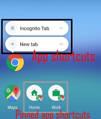 use app shortcuts in Galaxy S8 Home screen in Android Oreo update for Galaxy S8 and S8+