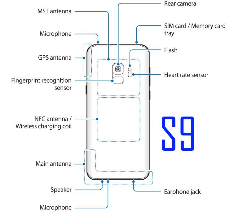 Galaxy S9 layout: rear view