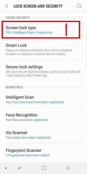 set up Galaxy S9 lock screen security