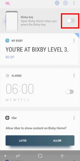 Disable Bixby button press gesture for Bixby Home
