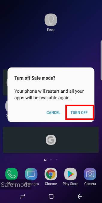 exit Galaxy S9 safe mode