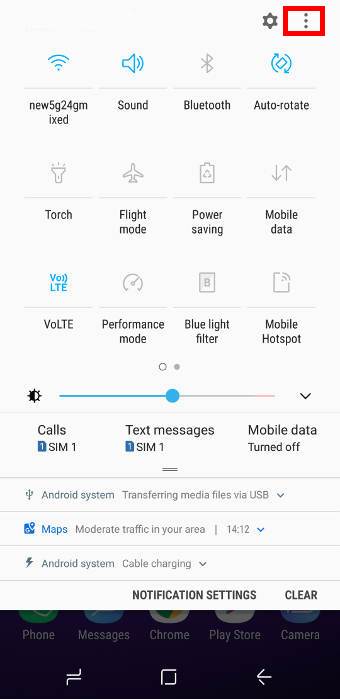 customize Galaxy S9 quick settings buttons