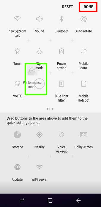 customize Galaxy S9 quick settings buttons