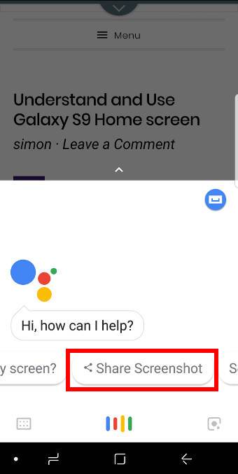 using Google Assistant to take screenshots on Galaxy S9 and S9+