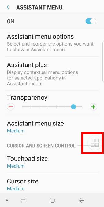 using the Assistant menu to take screenshots on Galaxy S9 and S9+
