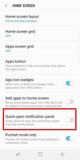 quick-open notification panel