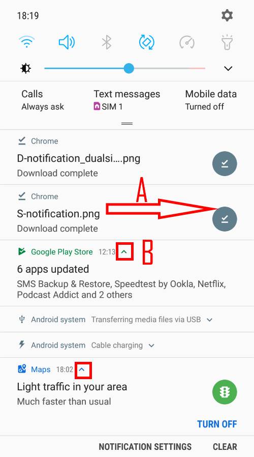 use Galaxy S9 notification panel
