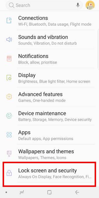 Use Galaxy S9 Settings to turn on/turn off Galaxy S9 always-on display (AOD) on Galaxy S9 and S9+