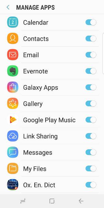 use app finders on Galaxy S9 Apps screen