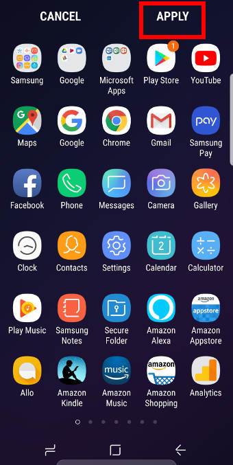 remove empty sports (clean up pages) for Galaxy S9 Apps screen