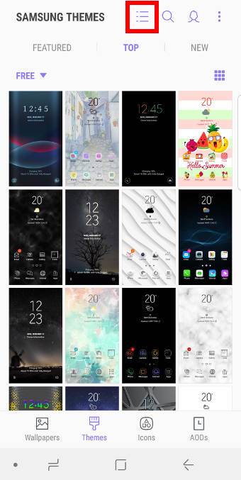browse and find new Galaxy S9 themes
