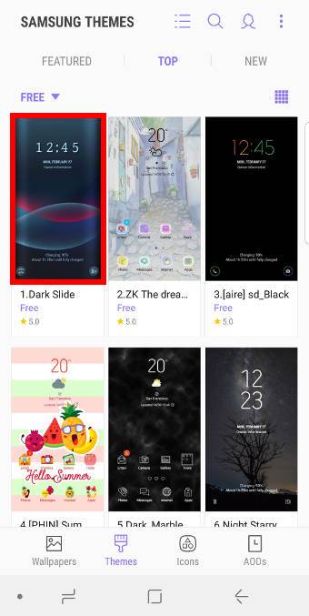 install new Galaxy S9 themes