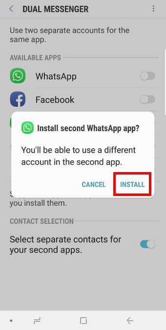 use Galaxy S9 dual messenger to enable two accounts of WhatsApp, Facebook, WeChat, and other apps on Galaxy S9 and S9+