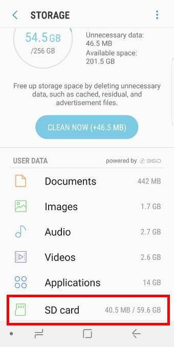 manage SD card on Galaxy S9 andS9+