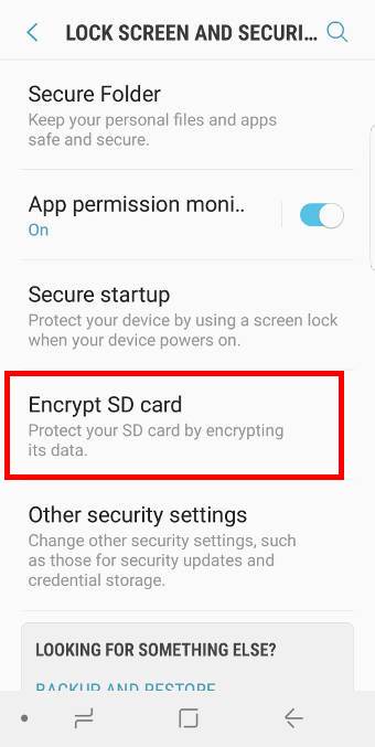 encrypt micro SD card on Galaxy S9 and S9+