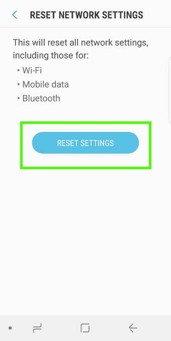 reset Galaxy S9 network settings