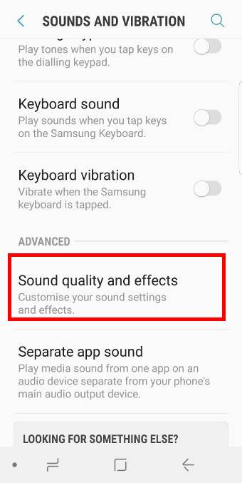 Sound quality and effects settings