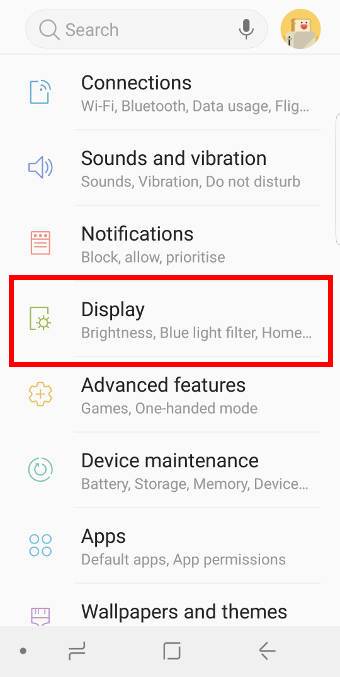 disable edge screen on Galaxy S9 and S9+